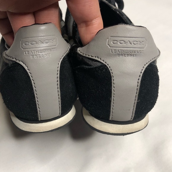 Coach Kinsley lace up black suede with signature canvas gray details - Picture 5 of 10